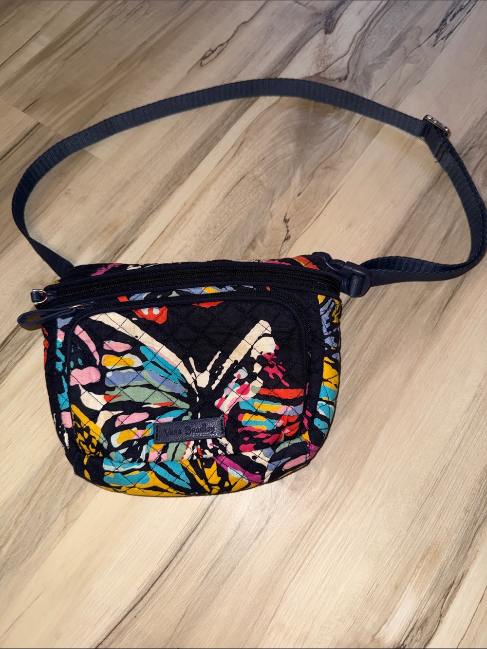 Vera Bradley Quilted Crossbody Belt Bag with Multicolor Butterfly Print